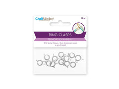 7mm Silver Spring Ring Clasp 12/pk