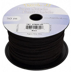 3mm Faux Suede Lace Black 50m