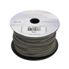 3mm Faux Suede Lace Silver 50m