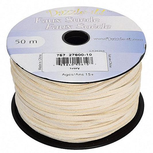 3mm Faux Suede Lace Ivory 50m