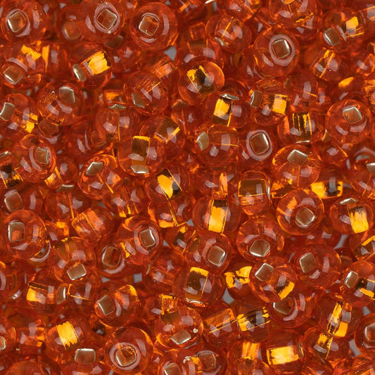 8/0 Czech Seed Beads #1014V Silver Lined Orange 22g