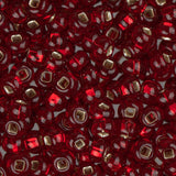 8/0 Czech Seed Beads #1015V Silver Lined Red 22g