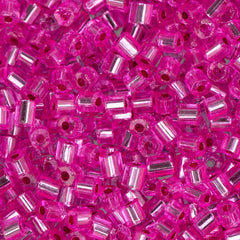 10/0 Czech 2 Cut Seed Beads Silver Lined Fuchsia 22g