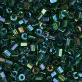 10/0 Czech 2 Cut Seed Beads Transparent Green AB 22g