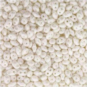 *Czech Miniduo Beads Chalk White Luster 8g