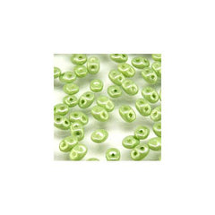 Czech Miniduo Beads 8g Chalk Light Green Luster