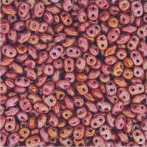*Czech Miniduo Beads Chalk Ruby Luster 8g