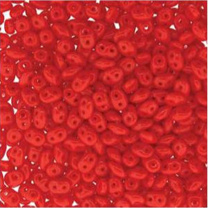 *Czech Miniduo Beads Coral Red 8g