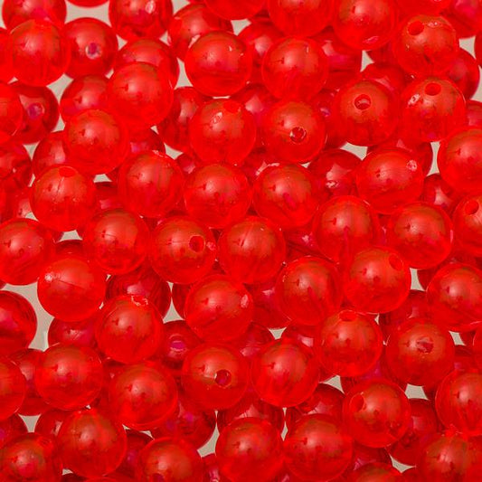 Round Plastic Beads 8mm Transparent Cerise 1000/pk