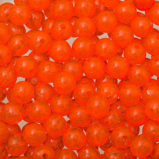 Round Plastic Beads 8mm Transparent Fluorescent Orange 1000/pk