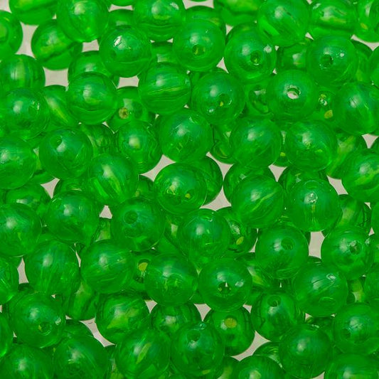 Round Plastic Beads 8mm Transparent Fluorescent Green 1000/pk