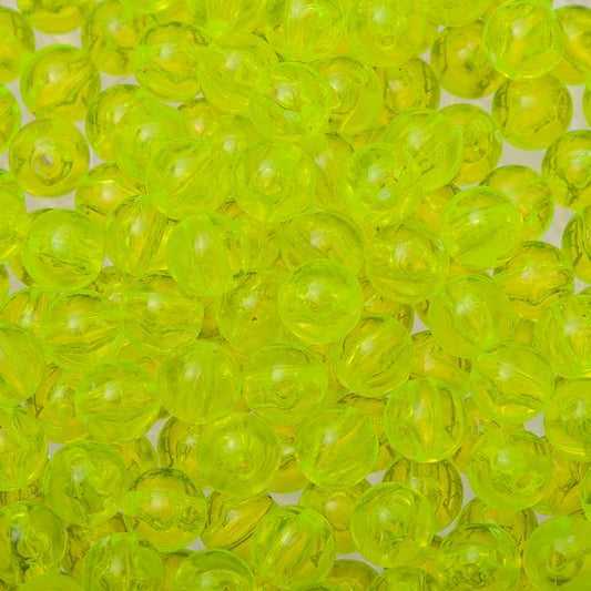 Round Plastic Beads 8mm Transparent Fluorescent Chartreuse 1000/pk