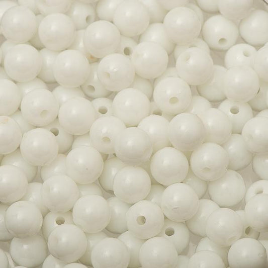 Round Plastic Beads 8mm Opaque White 1000/pk