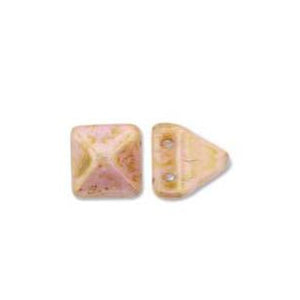 *Czech Pyramid Stud Beads 6mm White Travertine Red 25/strand