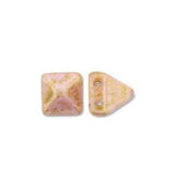 *Czech Pyramid Stud Beads 6mm White Travertine Red 25/strand