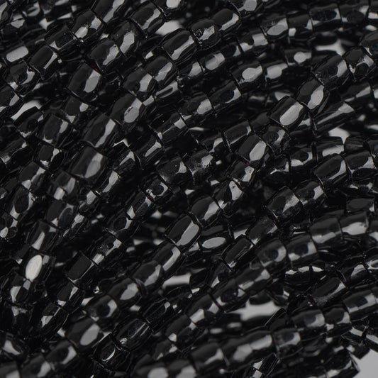 10/0 Czech 3 Cut Seed Beads Opaque Black Hank