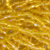 10/0 Czech 3 Cut Seed Beads Transparent Iris Yellow Hank