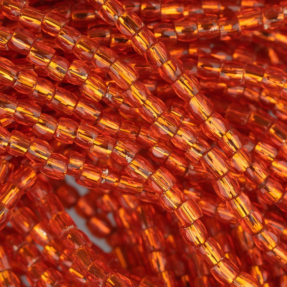 10/0 Czech 3 Cut Seed Beads Silver Lined Orange Hank