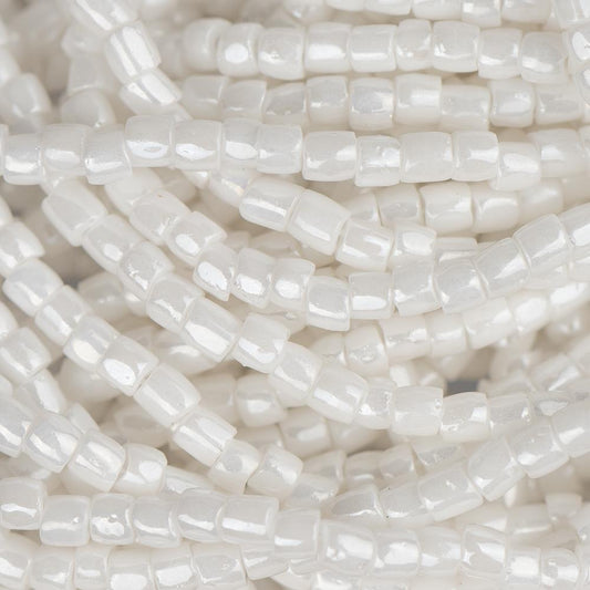 10/0 Czech 3 Cut Seed Beads Opaque Luster White Hank