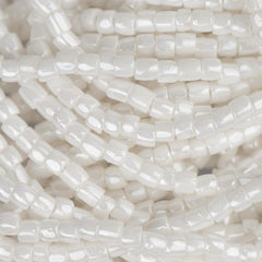 10/0 Czech 3 Cut Seed Beads Opaque Luster White Hank