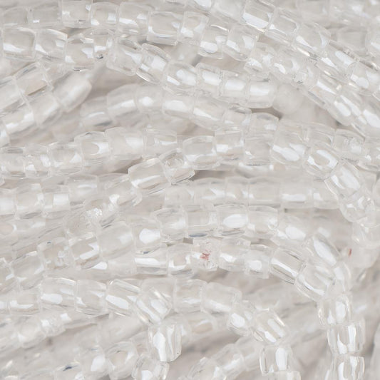 10/0 Czech 3 Cut Seed Beads Crystal White Luster Hank