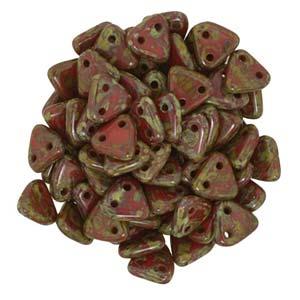 *Czech Triangle Beads 6mm Red Picasso 9g
