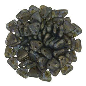 *Czech Triangle Beads 6mm Sapphire Copper Picasso 9g