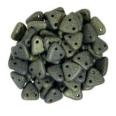 *Triangle Beads Metallic Suede Dark Green 9g Vial