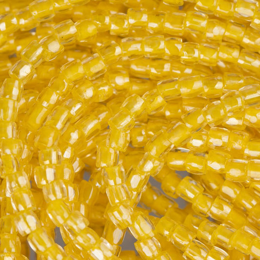 10/0 Czech 3 Cut Seed Beads Crystal Yellow Hank