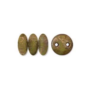 *Czech Lentil Beads Chartreuse Copper Picasso 50/strand