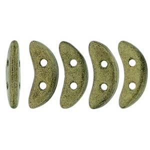*Czech Crescent Beads Metallic Suede Gold 5g Vial