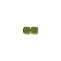 *6mm Czech Tile Beads Opaque Olive 25/Strand