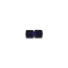 *6mm Czech Tile Beads Picasso Cobalt 25/Strand