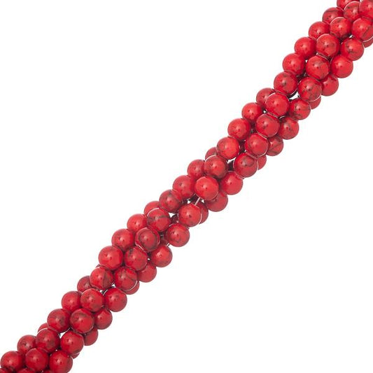 4mm Turquoise Red (Synthetic/Dyed) Beads 15-16" Strand