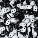 *Czech Superduo Beads Black / White Duets 22g