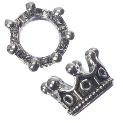 Crown 7x11mm, Antique Silver Metal Bead 5/pk