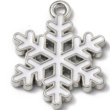 Snowflake Enamel Pendant 20x16mm 5/pk