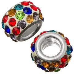 Barrel 12mm Rhinestone Bead, Multi White 5/pk