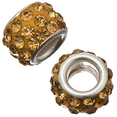 Barrel 12mm Rhinestone Bead, Lt Colorado Topaz 5/pk