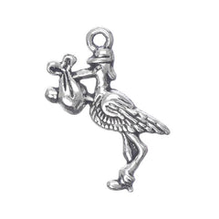 1" Stork Metal Charm 5/pk