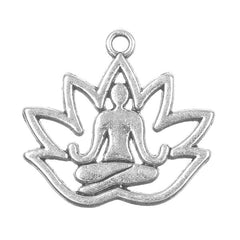 3/4" Lotus Yoga Charm 5/pk