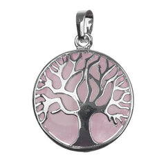 1 1/8" Tree of Life Rose Quartz Gemstone Pendant 1/pk