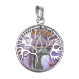 1 1/8" Tree of Life Amethyst Gemstone Pendant 1/pk