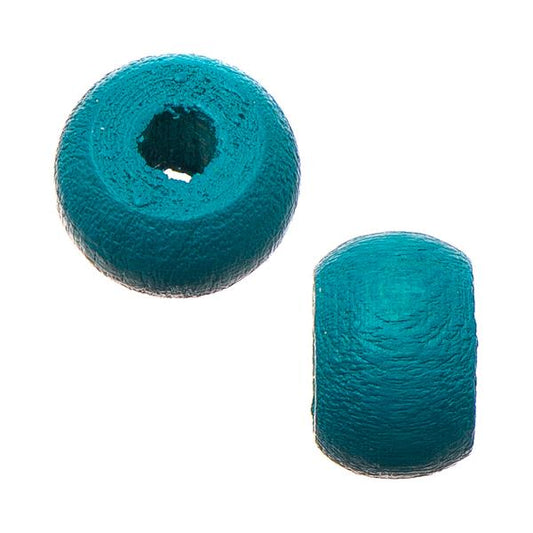 9mm Turquoise Wood Pony Beads 50/pk