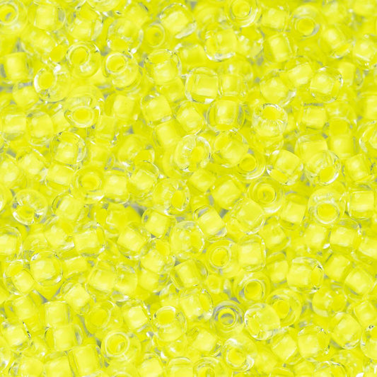 10/0 Czech Seed Beads #108 Colour Lined Neon Yellow 22g