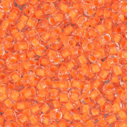 10/0 Czech Seed Beads #109 Colour Lined Neon Orange 22g
