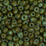 8/0 Czech Seed Beads #1724V Travertine Turquoise 22g