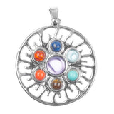 1 1/4" Sun Chakra Gemstone Metal Pendant 1/pk