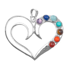 1 3/4" Heart Chakra Gemstone Metal Pendant 1/pk