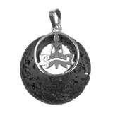 1 1/8" Yoga Lotus Lava Gemstone Pendant 1/pk